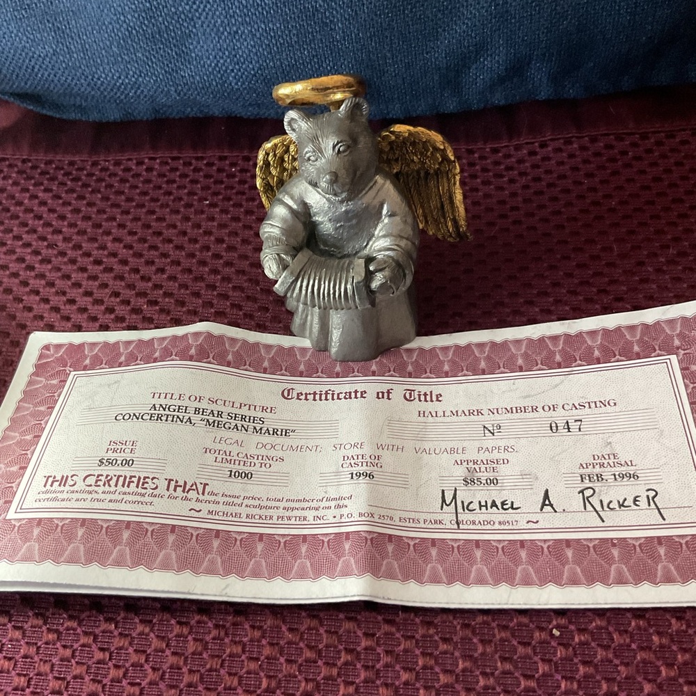 Hallmark Angel Bear Figurine - Silver and Gold